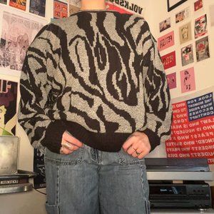 Vintage 80s-90s Uniform Code Black and Grey abstract sweater